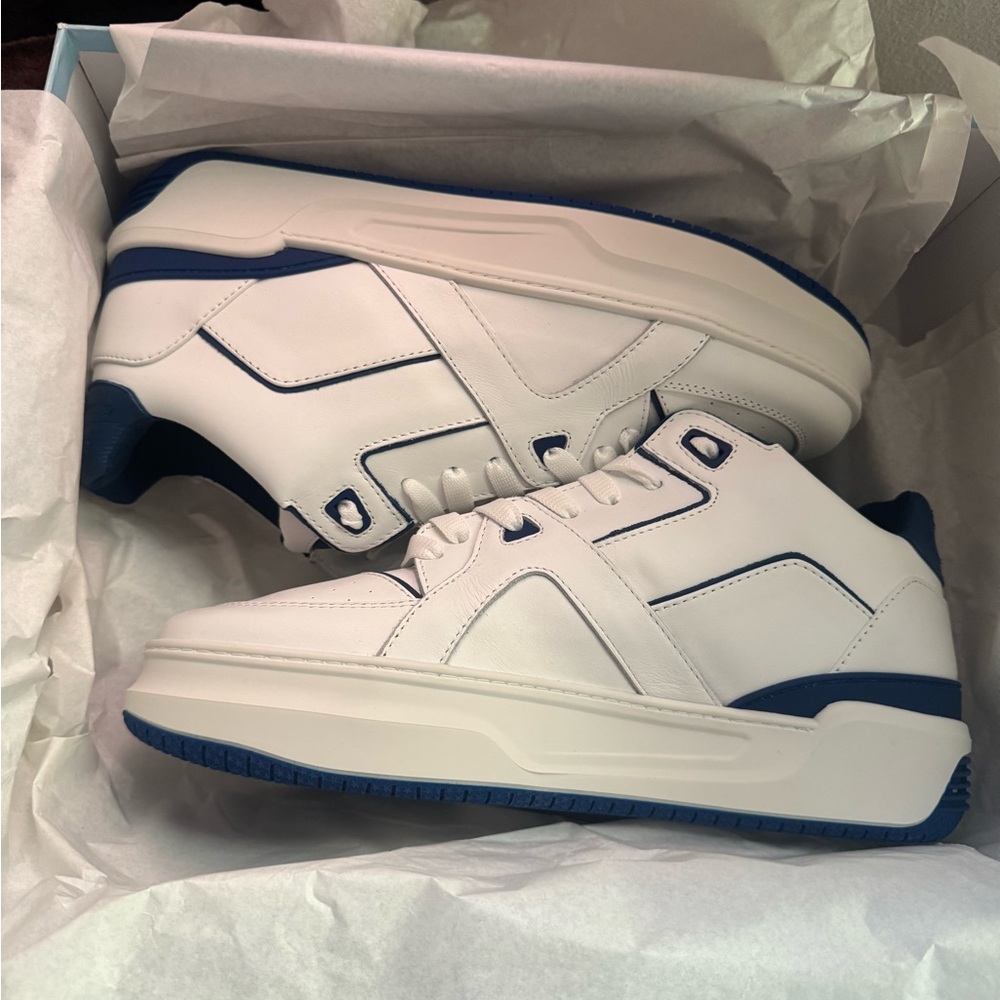 Just Don Luxury Courtside Low White and Blue Sneakers Classic Design
